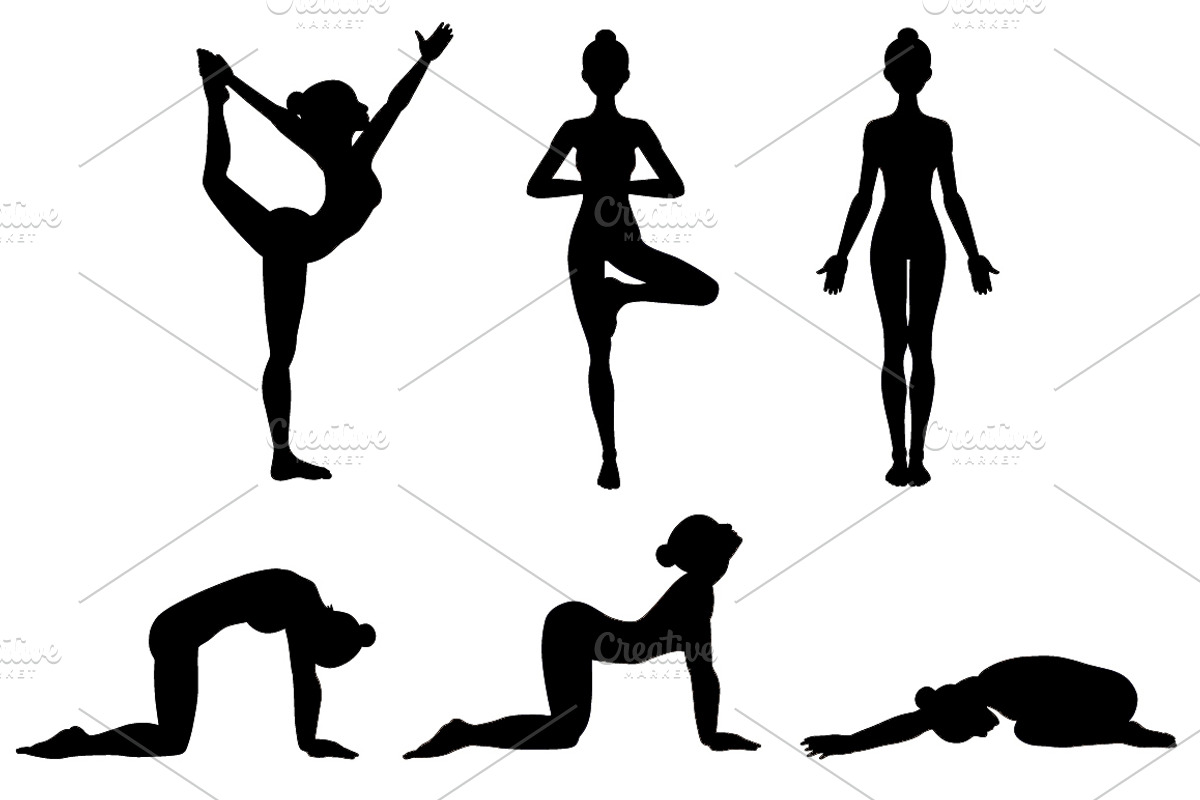 26 Yoga poses. Silhouettes. Part 1, a Healthcare Illustration by tamara.comotomka (Photo 3 of 3)
