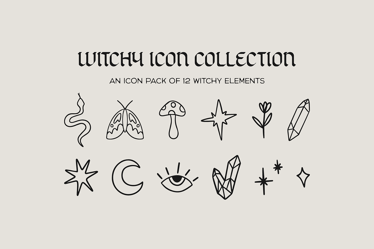 Witchy Icon Collection Pack, an Outline Icon by Pink Tiger Creative (Photo 1 of 4)