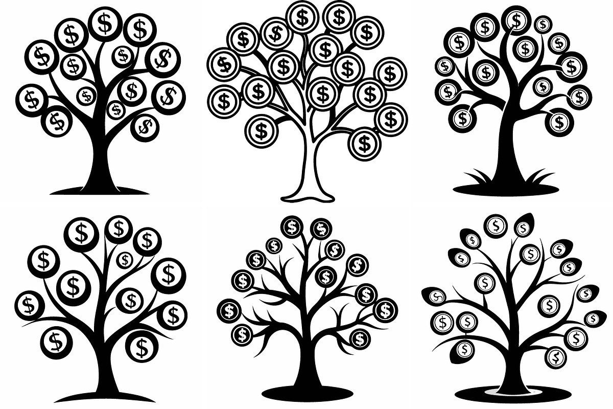 Money tree with coins vectors, an Object Graphic by Billah Hub
