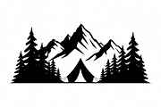 silhouette camping tent mountain, an Illustration by Amazin_art (Thumbnail 16 of 17)