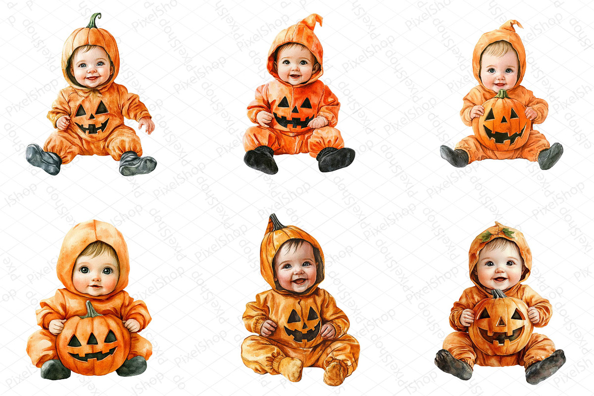 Halloween Baby Costume Clipart, an Illustration by DreamPrint404 (Photo 5 of 6)