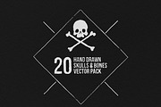 Hand Drawn Skulls & Bones Vectors, an Illustration by danielcomerci (Thumbnail 1 of 3)