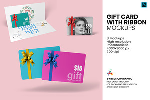 Gift Card With Ribbon Mockup