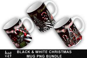Black and White Christmas Mug Bundle