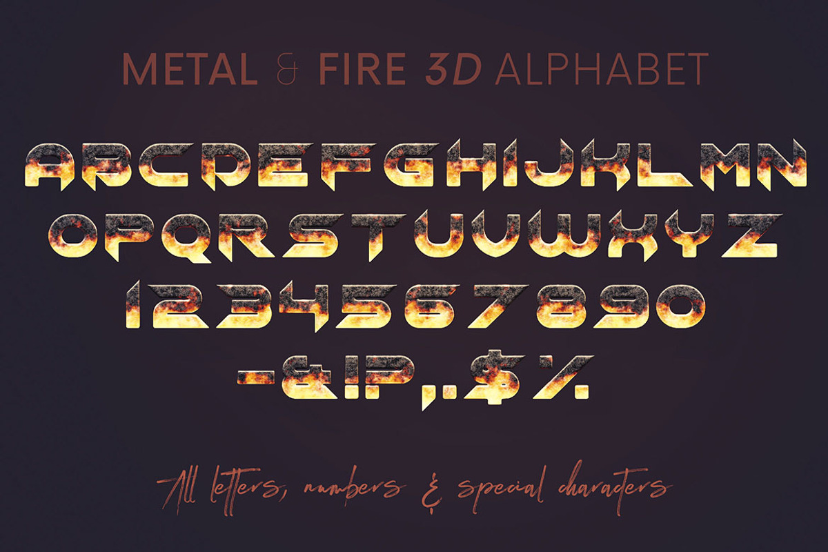 Metal & Fire - 3D Lettering, a Graphic by MIIM (Photo 8 of 8)