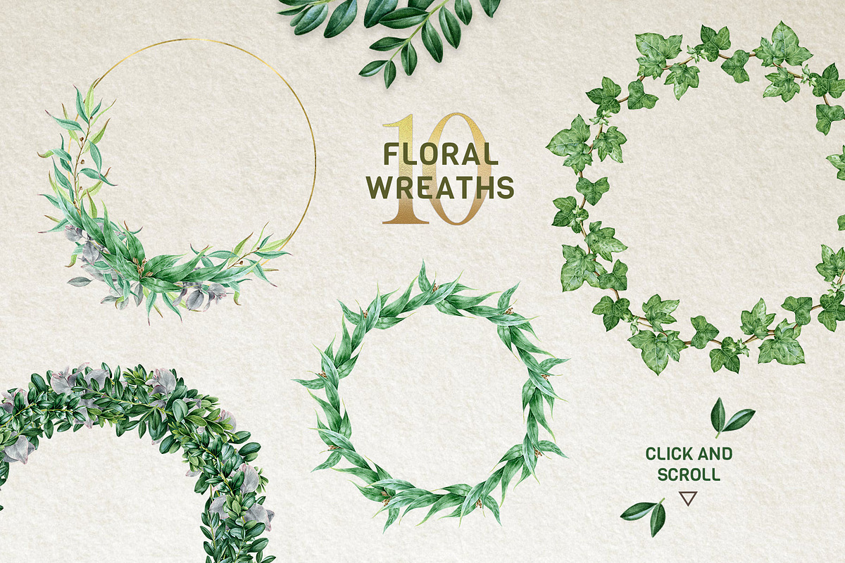 Botanical Greenery Clipart Set, a Decorative Illustration by AnitaPol (Photo 8 of 13)