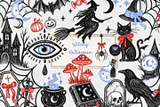 Witchy Halloween Whimsical Clipart, a Decorative Illustration by BigCakeBee (Thumbnail 1 of 3)