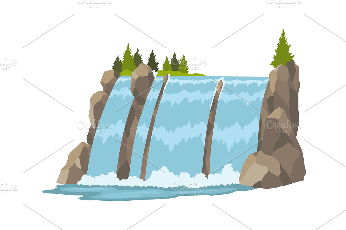 Cartoon river waterfall, an Illustration by Things for designers
