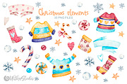 Cozy Christmas watercolor clipart, an Animal Illustration by UlitkaStudio (Thumbnail 4 of 9)