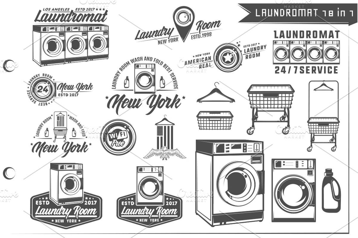 18 in 1 Set of Laundromat, an Object Graphic by Hadanello88 (Photo 1 of 5)