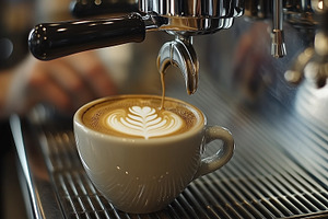 Barista prepares perfect cup latte, a Food & Drink Photo by MistyDay