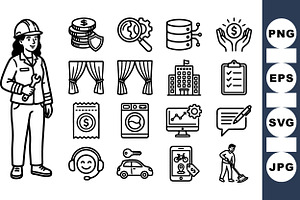 Professional Business Icon Set, an Illustration by designvectx