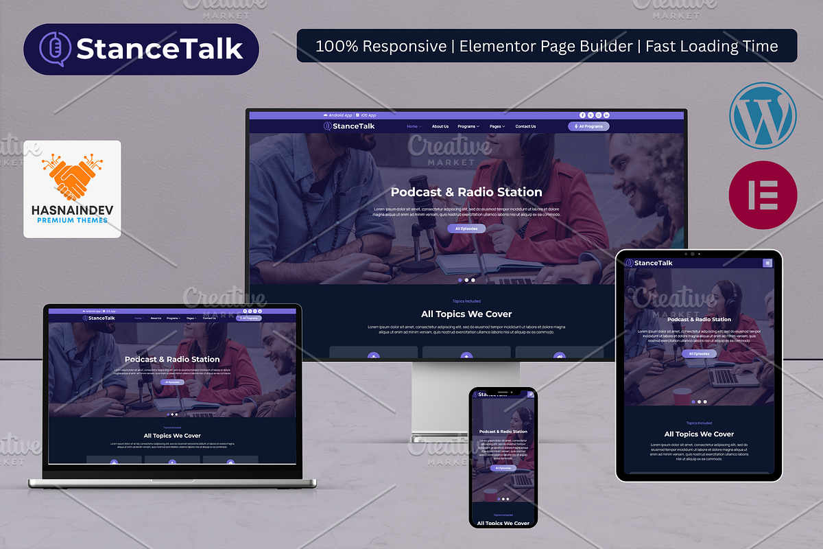 Podcast & Radio Station Template, a WordPress Template by HasnainDEV (Photo 1 of 5)