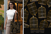 Embroidery golden bird's cages, a Pattern Graphic by Matrioshka (Thumbnail 1 of 8)