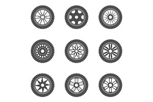 Set of car rims, tires