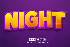 Vector Night 3d Editable Text Effect