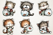 Fishbowl Whimsical Cat Clipart, an Animal Illustration by RobertsArt (Thumbnail 2 of 4)