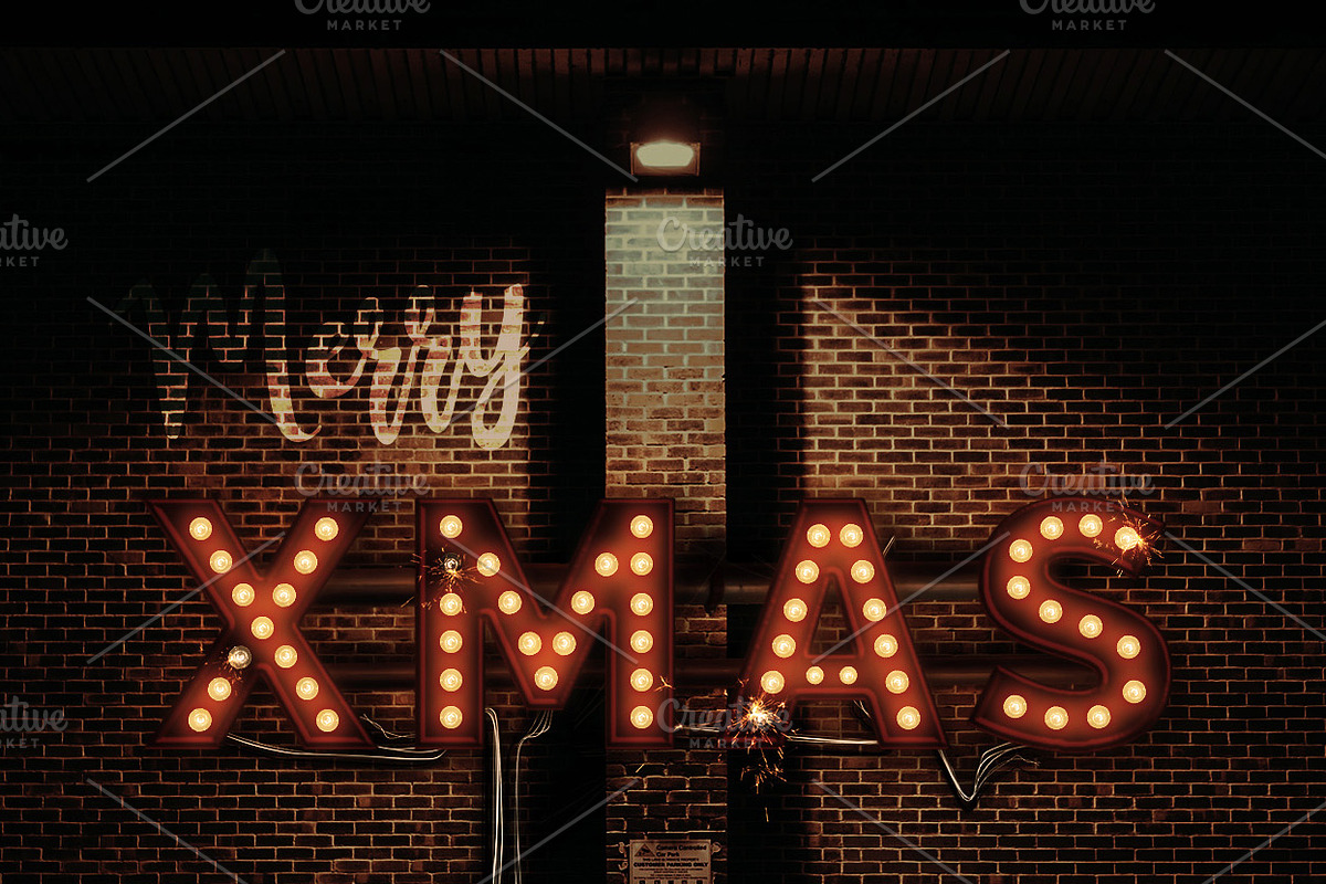LightBulb Merry Christmas Signs, an Illustration by Solid Pixel (Photo 9 of 15)
