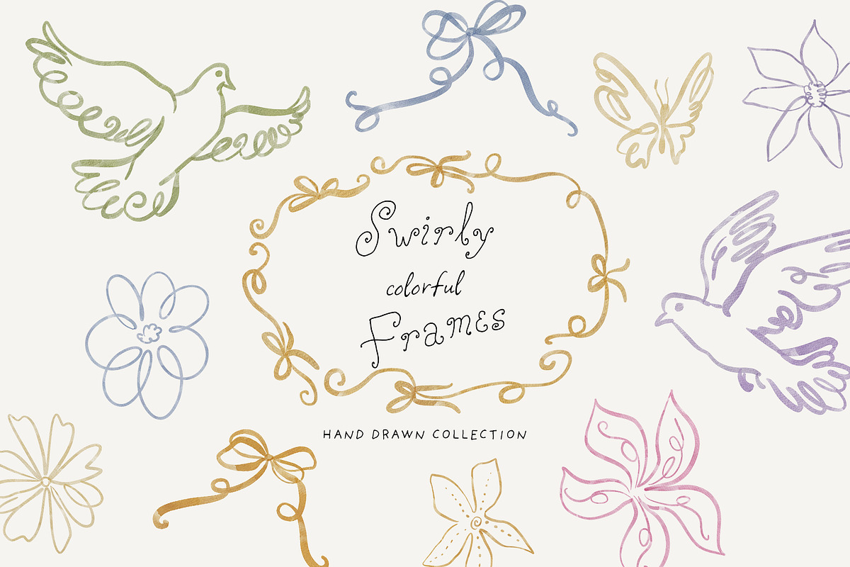 Hand-Drawn Swirly Whimsical Frames, a Decorative Illustration by SunnyAfternoons (Photo 7 of 15)