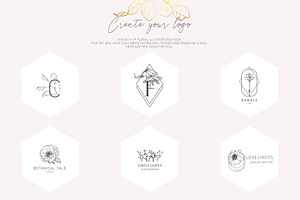 Hand Drawn Floral Logo Elements