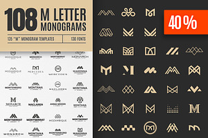 M Letter Logo Bundle Monogram Set, a Branding & Logo Template by Template Dealer