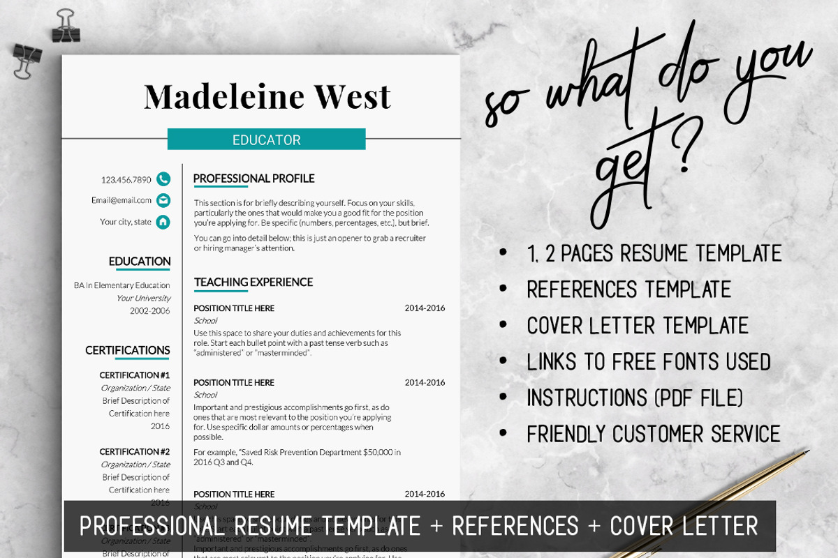 Educator RESUME Template Teacher CV, a Resume Template by LevelUpResume (Photo 3 of 5)