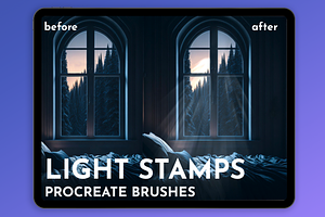 Procreate  Light stamp brushes, a Brush Add-On by Julia Right Studio