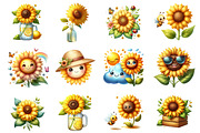 Watercolor Sunflower Clipart, an Illustration by Dream Creation (Thumbnail 2 of 4)
