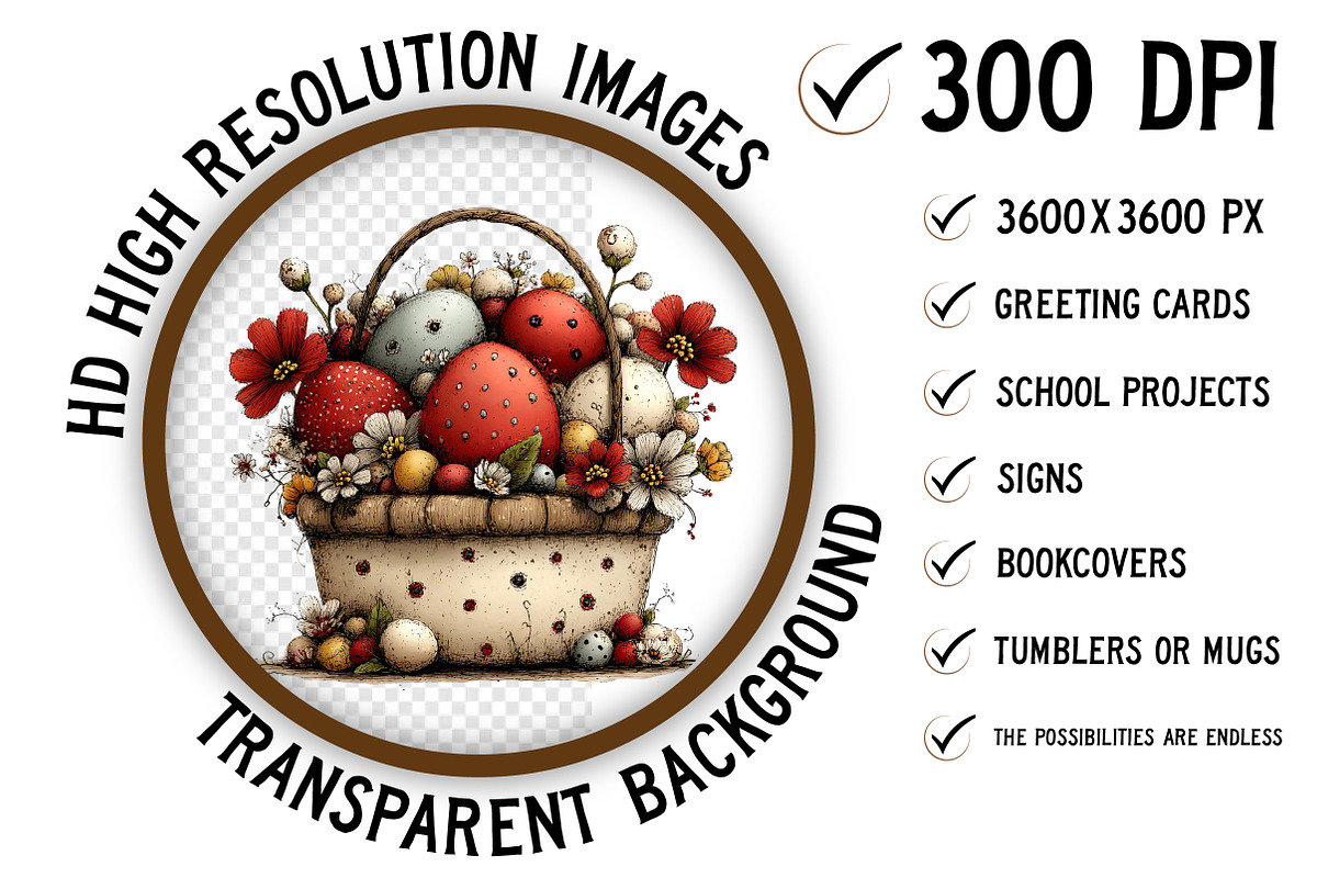 Whimsical Easter Eggs Basket Clipart, an Illustration by Craft Nest (Photo 2 of 11)