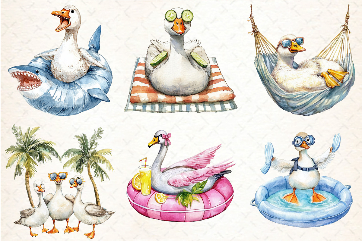 Silly Summer Goose Clipart, an Illustration by DreamCafeArt (Photo 3 of 3)