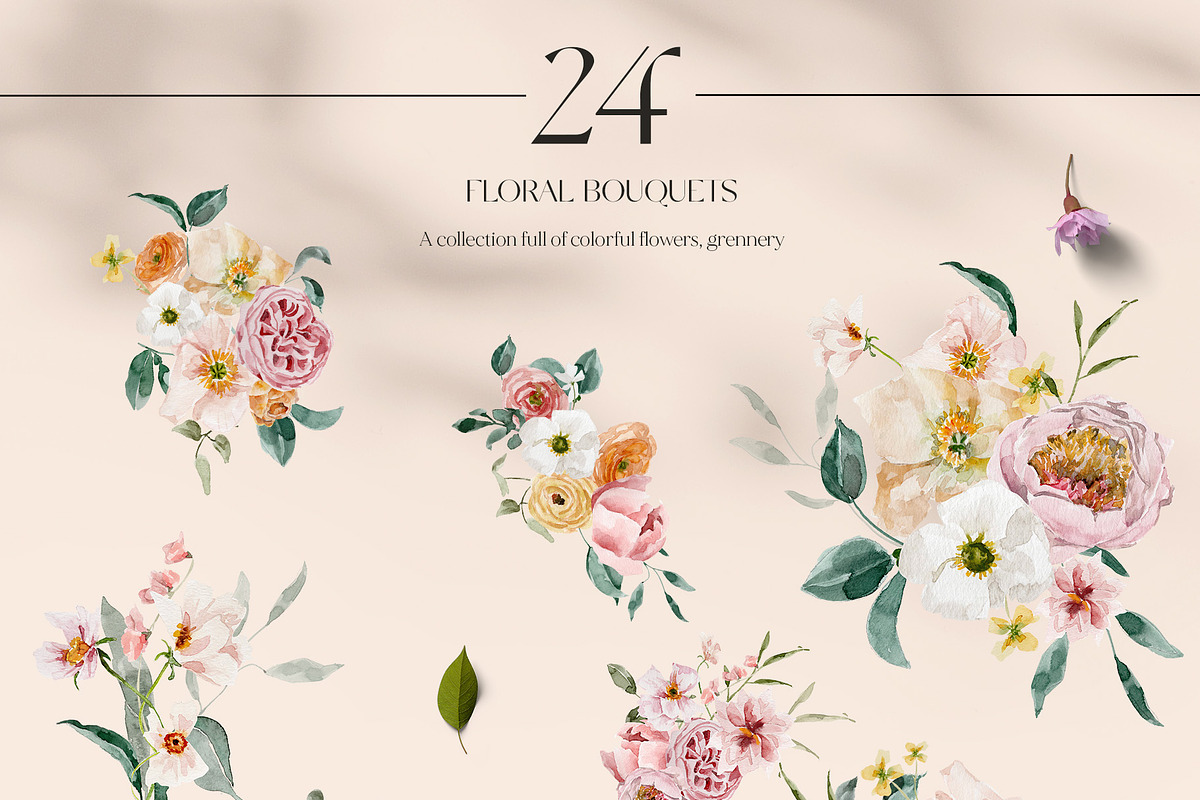 Spring summer flowers watercolor set, an Illustration by Grace Noboa Illustrations (Photo 7 of 15)