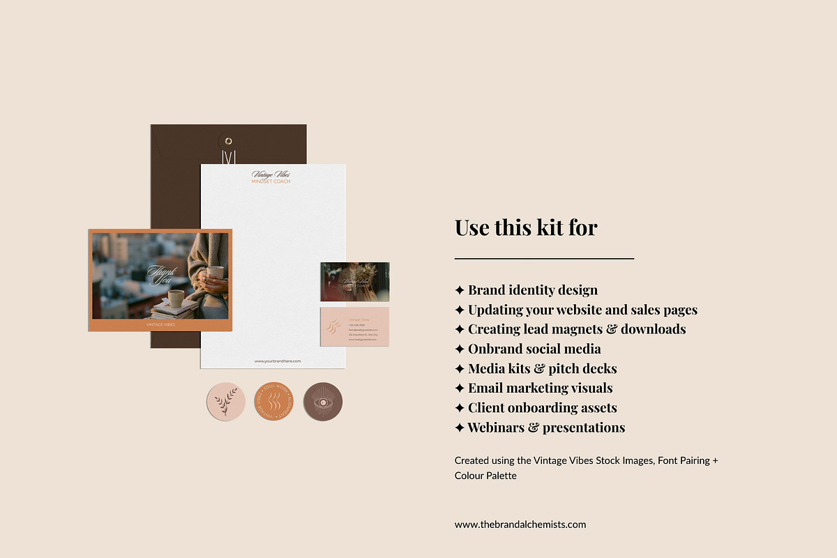 Vintage Vibes Brand Kit+Stock Images, a Branding & Logo Template by The Brand Alchemists (Photo 8 of 10)