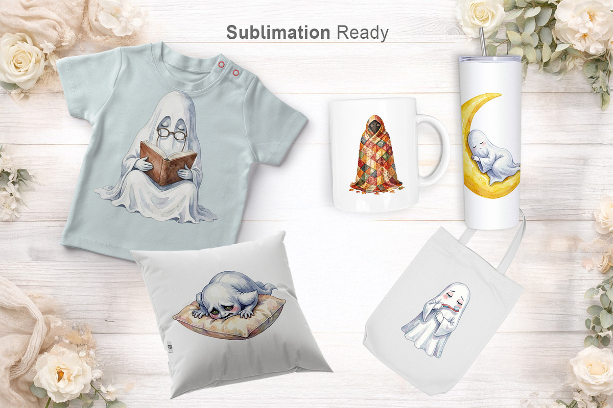 Sleepy Ghost Watercolor Sublimation, an Illustration by Artnoy (Photo 5 of 8)
