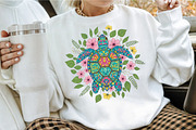 Summer Sea Turtle Floral Boho Flower, an Illustration by Craft Nest (Thumbnail 2 of 7)