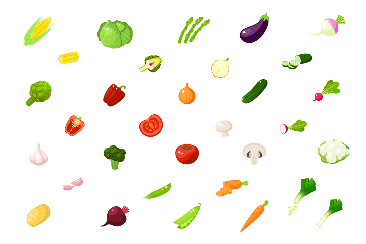 Veggies vector set, an Icon by Seavector (Photo 2 of 5)