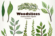 Watercolor Woodslices Clipart- Handp, an Illustration by SandraGraphicDesign (Thumbnail 3 of 7)