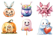 Watercolor Kawaii Halloween Clipart, an Illustration by Daily.Designs (Thumbnail 4 of 5)