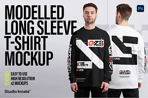 Modelled Long Sleeve T-Shirt Mockup