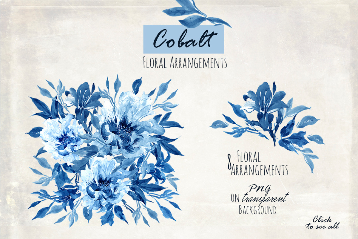 Cobalt Blue. Floral set, an Illustration by Irina Dolgikh (Photo 3 of 9)