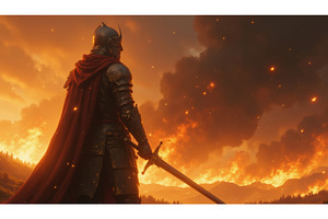 Great medieval knight in armor and, a Graphic by TatsianaSalauyova