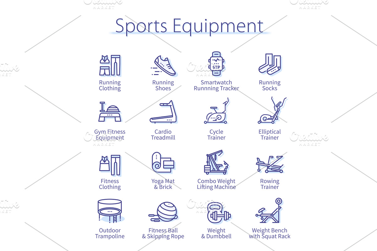 Fitness, gym, sports equipment set, an Object Illustration by Iconicbestiary