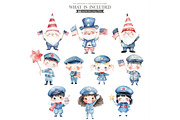 4th of July Watercolor Clipart, an Illustration by CharmClipart (Thumbnail 3 of 9)