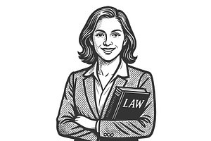 female lawyer holding law book, a Person Illustration by AlexArt