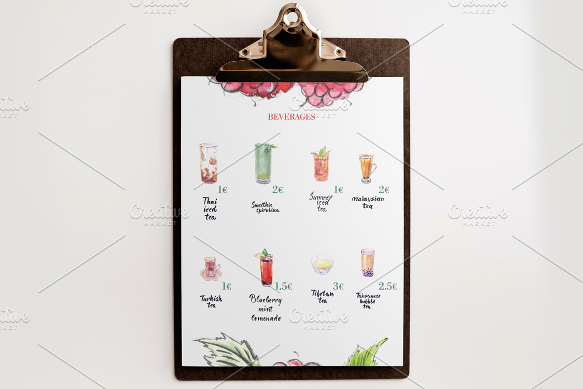 Watercolor vector tea & beverages-6, an Illustration by miminoshka (Photo 6 of 7)