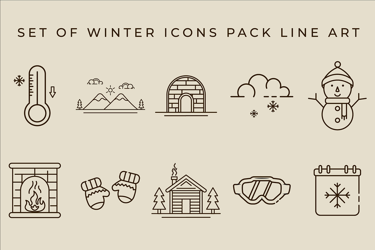 set of isolated winter icons pack, an Outline Icon by zyxroun shop