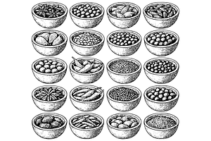 Bowls of Spices Illustration, an Object Graphic by nikagraphic