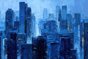 View of a modern city skyline, a Photo by Pavel_design