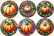 Round Pumpkin Stained Glass Clipart, an Illustration by DreamCafeArt (Thumbnail 3 of 5)