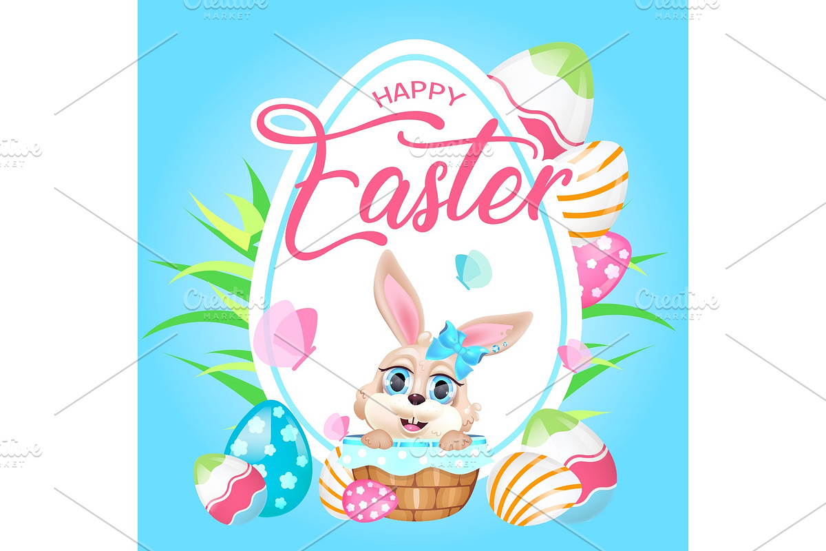 Cute happy Easter bunny, a Poster Template by IMG visuals characters