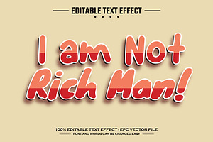 Not rich man 3D editable text effect